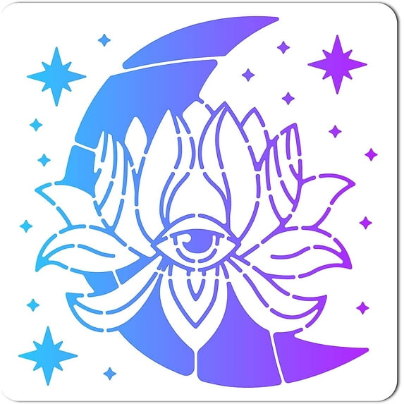 1sheet Lotus Flower Templates Moon Drawing Painting Stencils Large Reusable Plastic Square Stencils Sign