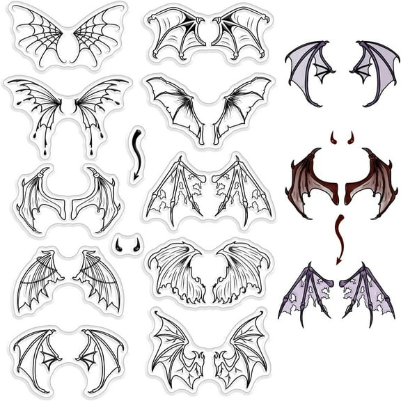 1sheet PVC Plastic Clear Stamps for DIY Scrapbooking Photo Album Decorative Cards Making Wing Pattern 160x110x3mm