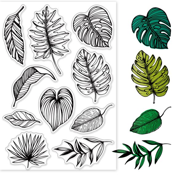 1sheet PVC Plastic Stamps for Scrapbooking Photo Album Decorative Cards Making Stamp Sheets Leaf Pattern 160x110x3mm