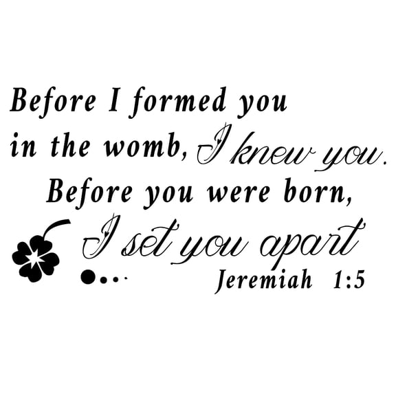 1sheet PVC Quotes Wall Sticker for Stairway Home Decoration Word Before I Formed You in the Womb I Know You Before You Were Born I set You Apait Black 58x34cm