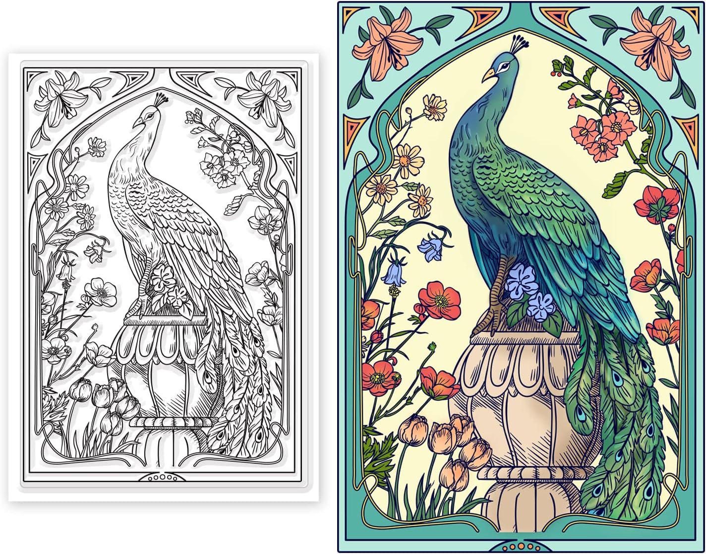 1sheet Peacock Clear Stamps Animal Noble Peacocks Surround the Flowers ...