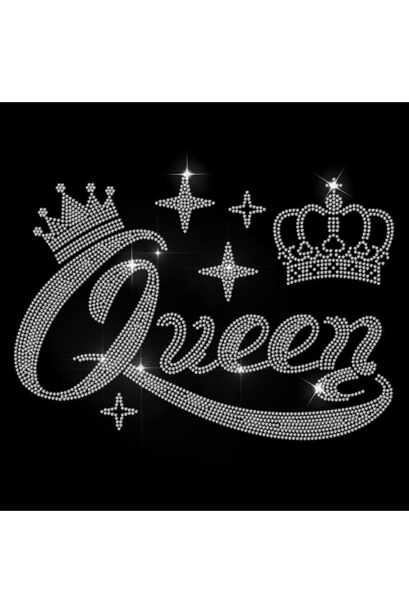 1sheet Queen Crown Rhinestone Iron on Hotfix Rhinestone Royal Crown Transfer Applique Glitter Stars Heat Transfer Decal Bling Patch Clothing Repair Applique for T-Shirts Bag Shoes Hat DIY Decor
