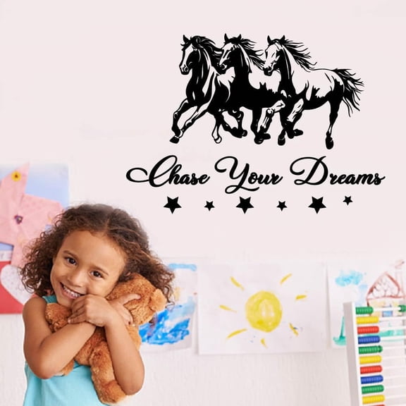 1sheet Translucent PVC Self Adhesive Wall Stickers Waterproof Building Decals for Home Living Room Bedroom Wall Decoration Horse 900x300mm