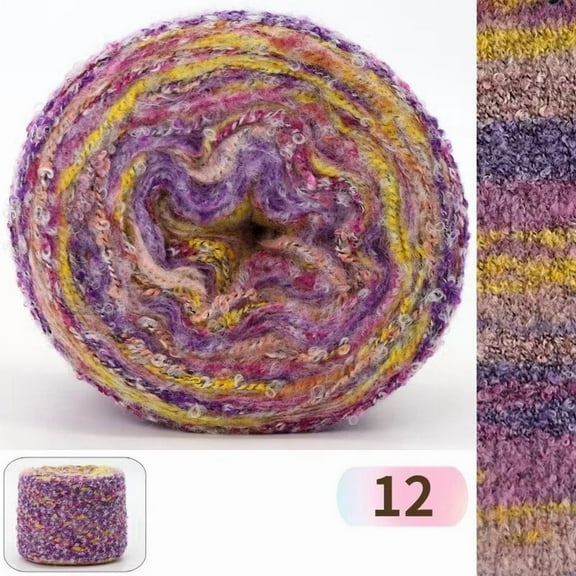 1skein 2-Ply Wool Yarn for Knitting & Crochet Colorful 1.5mm