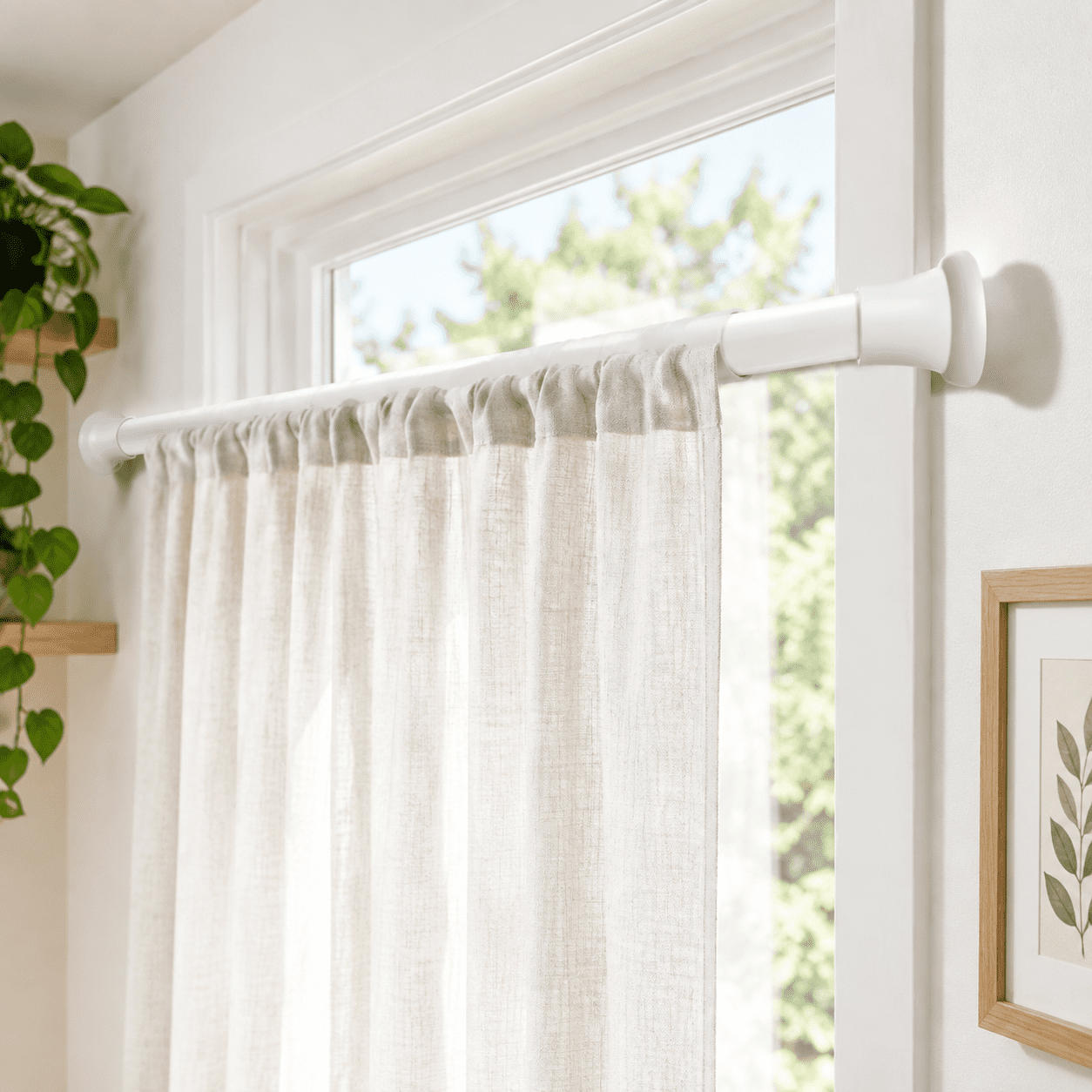 1spring Tension Curtain Rod White 30-62 Inch - Walmart.com