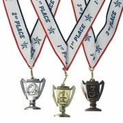 1st 2nd 3rd Place Cup Star Award Medals - 3 Piece Set (Gold, Silver, Bronze) - Includes Ribbon
