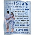thumbnail image 1 of 1st Anniversary Blanket Gift, 1st Marriage Anniversary Blanket Gift for Wife Husband Boyfriend Girlfriend Couple Valentine's Flannel 50"x60" Throw Blanket, 1 of 6
