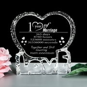 1st Anniversary Crystal Decoration Romantic Gift for Wife His Husband Couple Love Commemorative Valentine's Day Gift
