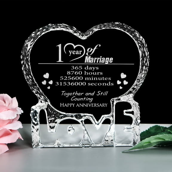 1st Anniversary Crystal Decoration Romantic Gift for Wife His Husband Couple Love Commemorative Valentine's Day Gift