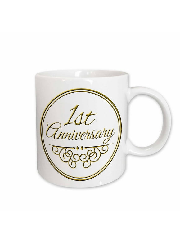 1st Anniversary gift - gold text for celebrating wedding anniversaries 1 first one year together 11oz Mug mug-154443-1
