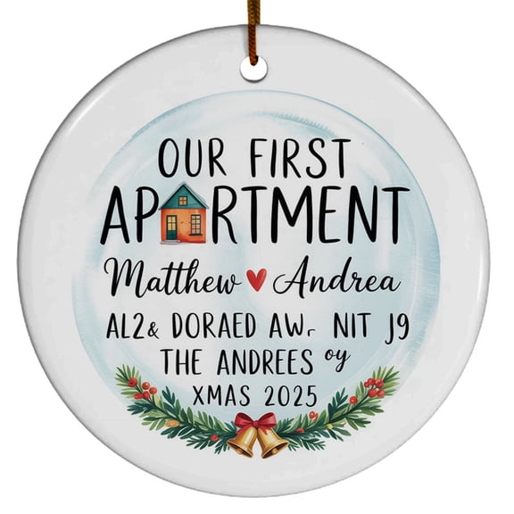 1st Apartment Christmas Ornament Xmas 2025, First Christmas in Our New Home Ornament Gift for Couple Housewarming