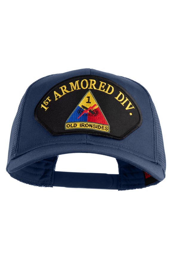 1st Armored Division Old Ironsides Patched Solid Cotton Twill Mesh Prostyle Cap - Navy OSFM