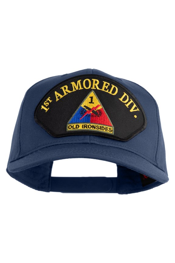1st Armored Division Old Ironsides Patched Solid Cotton Twill Pro Style Cap - Navy OSFM