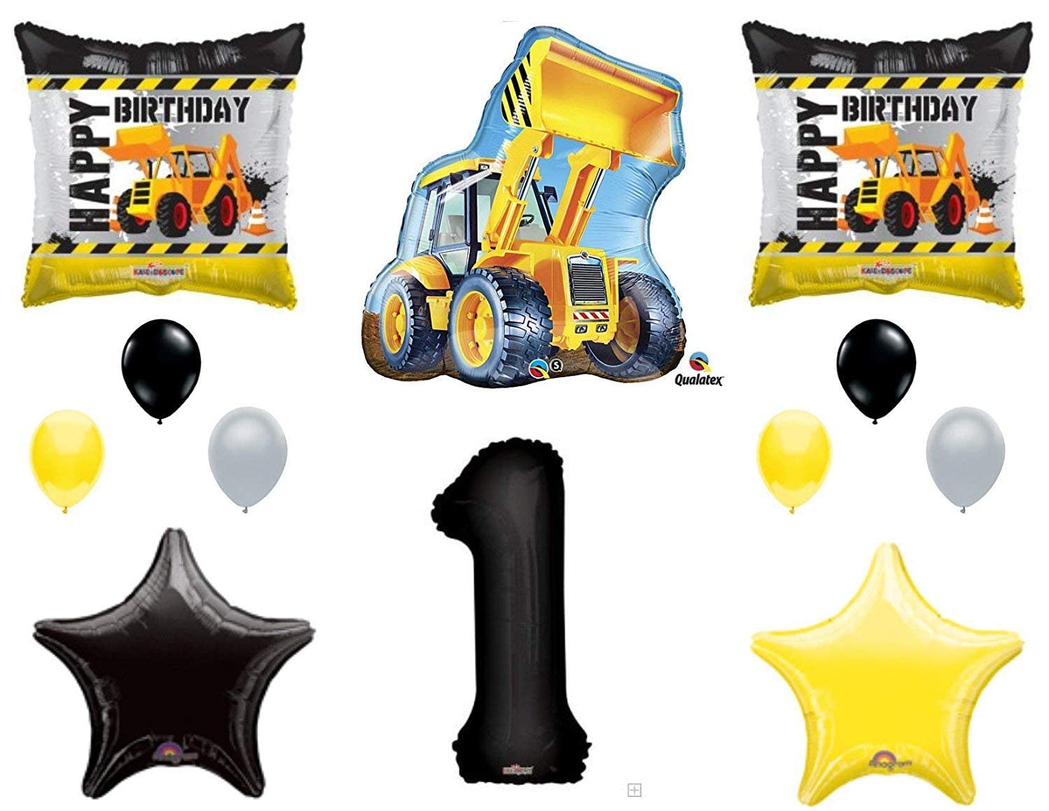C & S PARTY SUPPLY 1st BIRTHDAY CONSTRUCTION Balloons Decoration Supplies Party Boy Dump Truck Bulldozer First