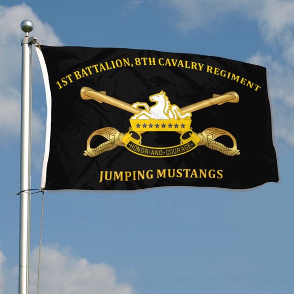 1st Battalion, 8th Cavalry Regiment Jumping Mustangs 1st Cavalry Division US Army Flag 3x5Feet Outdoor Indoor Decoration Flag with Brass Grommets