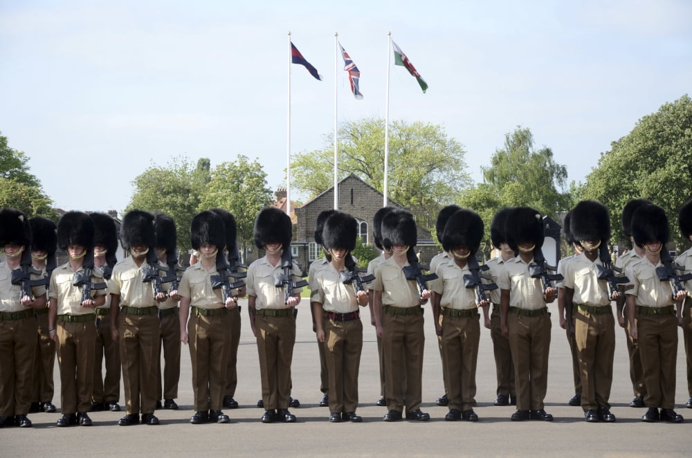 1st Battalion Welsh Guards on the drill square at Cavalry Barracks Hounslow London Canvas Art - Andrew ChittockStocktrek Images (18 x 12)
