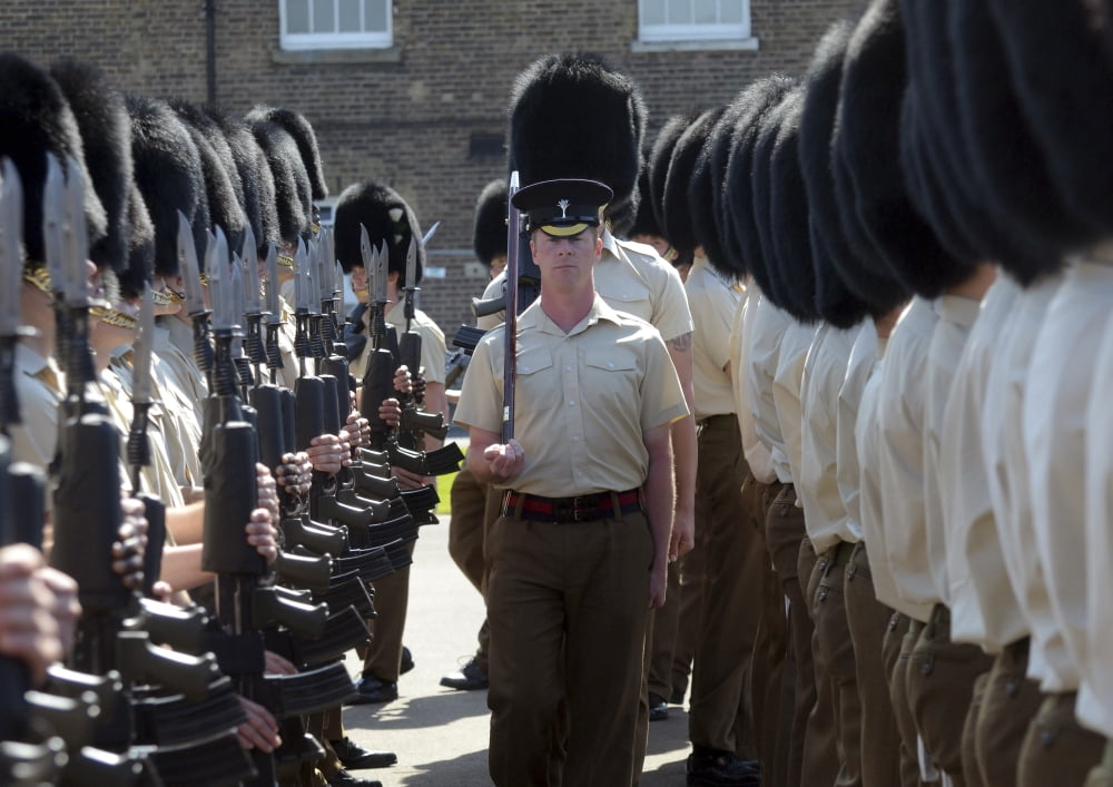 1st Battalion Welsh Guards on the drill square at Cavalry Barracks Hounslow London Canvas Art - Andrew ChittockStocktrek Images (33 x 24)