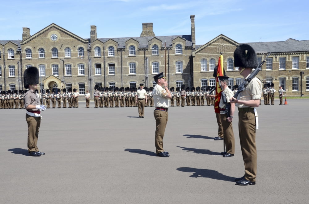 1st Battalion Welsh Guards on the drill square at Cavalry Barracks Hounslow London Canvas Art - Andrew ChittockStocktrek Images (35 x 23)