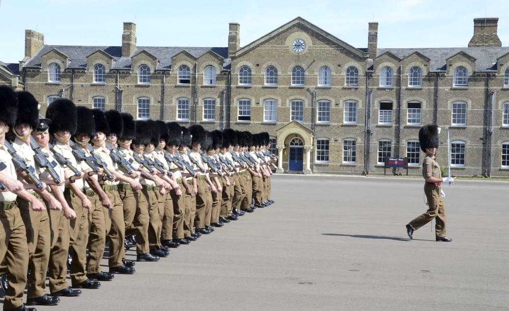 1st Battalion Welsh Guards on the drill square at Cavalry Barracks Hounslow London Canvas Art - Andrew ChittockStocktrek Images (36 x 22)