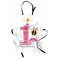 thumbnail image 1 of 1st Birthday Apron Cartoon Style Image with the Bees Party Cake and the Candle Print, Unisex Kitchen Bib Apron with Adjustable Neck for Cooking Baking Gardening, Pink Black and Yellow, by Ambesonne, 1 of 3