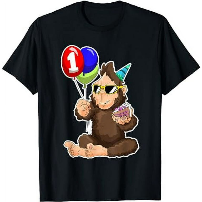 Bigfoot Birthday Cake Balloons Sasquatch T-Shirt