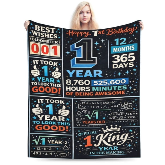 1st Birthday Blanket Gift Throw Blanket First Birthday Pattern Blanket Cozy Soft Home Decor Gift for Baby Boys Girls 50x40