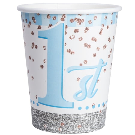 1st Birthday Blue Paper 9oz Cups (8 Count)