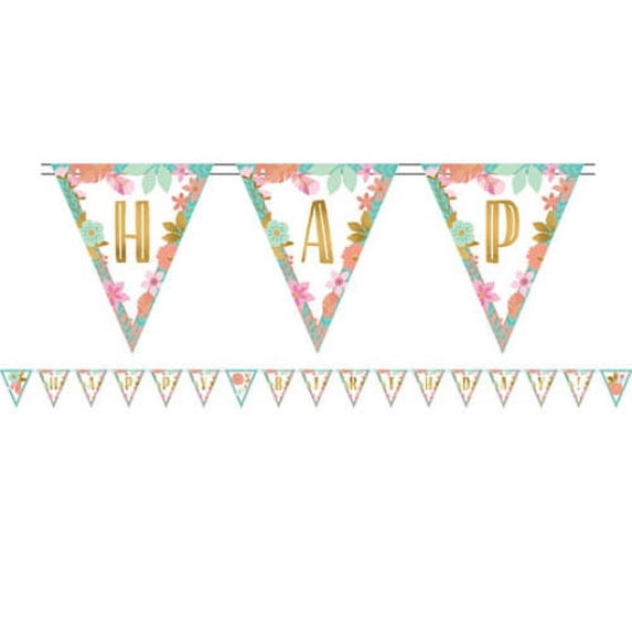 1st Birthday 'Boho Girl' Pennant Banner Kit (15ft)