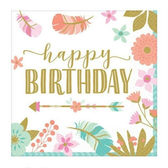 1st Birthday 'Boho Girl' Small Napkins (16ct)