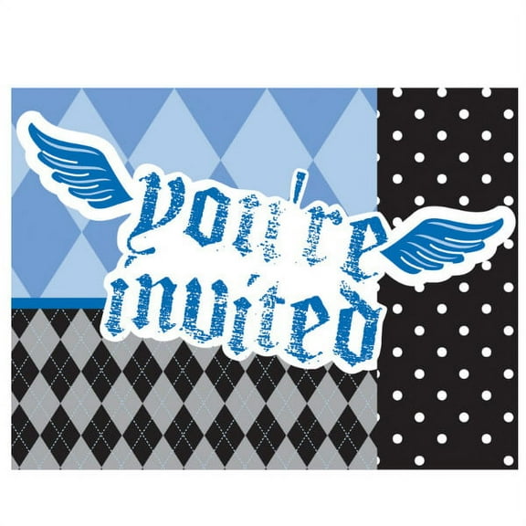 1st Birthday Boy Rebel Invitations w/ Envelopes (8ct)