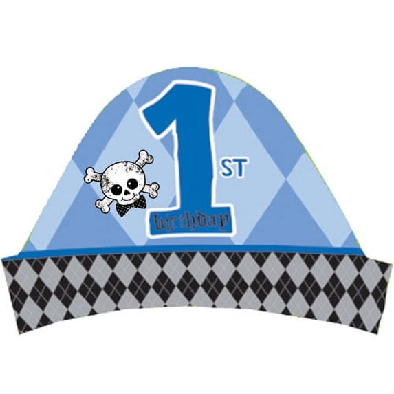 1st Birthday Boy Rebel Paper Headbands (8ct)