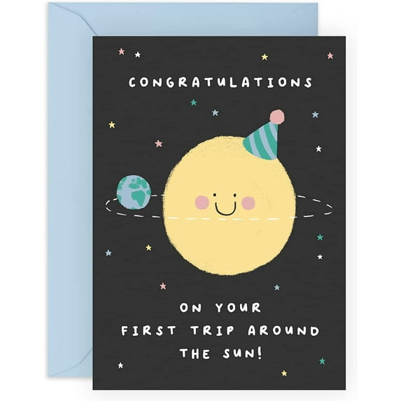 1st Birthday Card - Kids Greeting Card Age 1 - First Birthday Card Girl Boy Baby Granddaughter Grandson Children Toddler Grandchild - Turning One