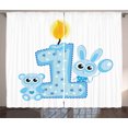 thumbnail image 1 of Ambesonne Birthday Curtains 2 Panel Set, Print Party Cake Candle, 108" x 90", Pale Blue and Pale Blue, 1 of 2