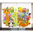 thumbnail image 1 of Ambesonne Colorful Curtains 2 Panel Set, Savannah Animal Birthday, 108" x 90", Multicolor, 1 of 2