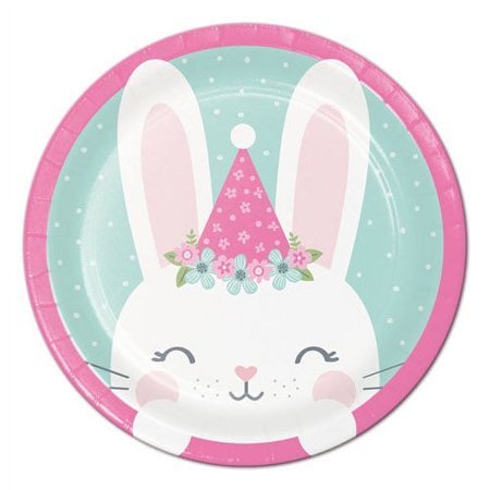 1st Birthday 'Floral Bunny' Small Paper Plates (8ct)