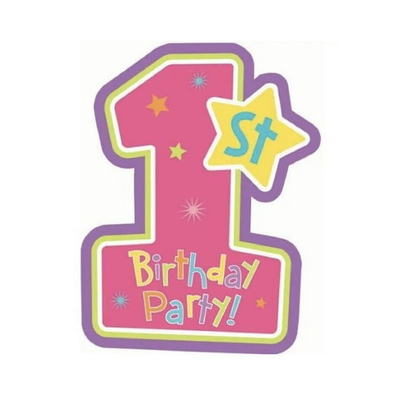 1st Birthday Girl Invitations w/ Env. (8ct)