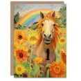 thumbnail image 1 of 1st Birthday Greeting Card Rainbow Horse Sunflowers Kids Age 1 Year Old Child, 1 of 3