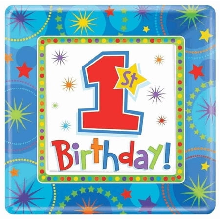 One-derful Boy Bright Stars Kids 1st Birthday Party 10" Square Banquet Plates