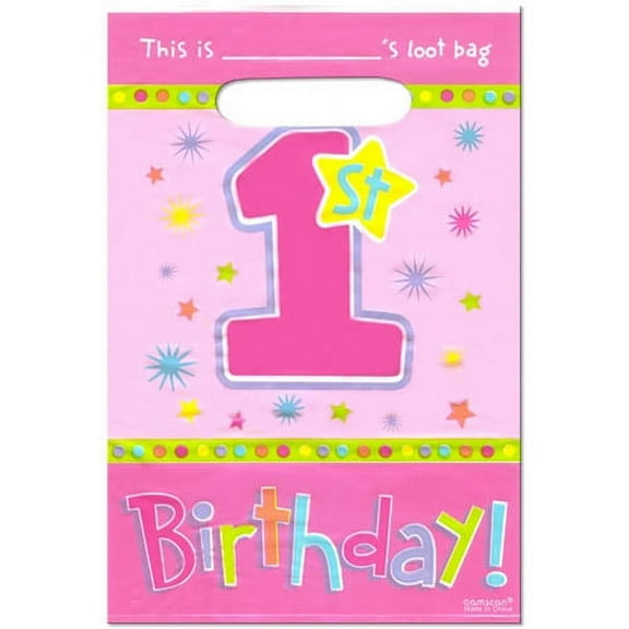 1st Birthday 'One-Derful' Girl Favor Bags (8ct)