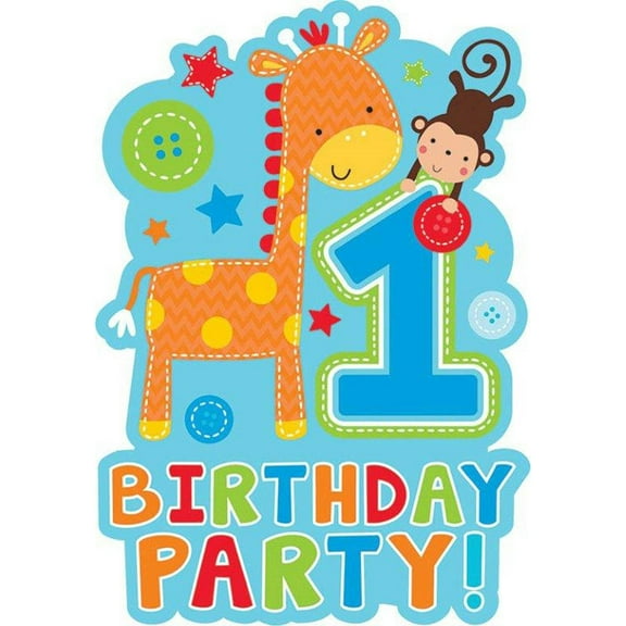 1st Birthday 'One Wild Boy' Invitations w/ Envelopes (8ct)