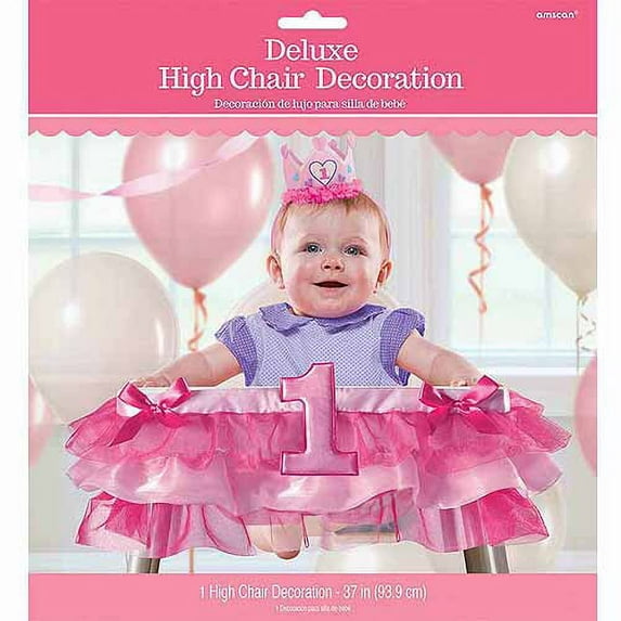 1st Birthday Deluxe High Chair Decoration, Girl