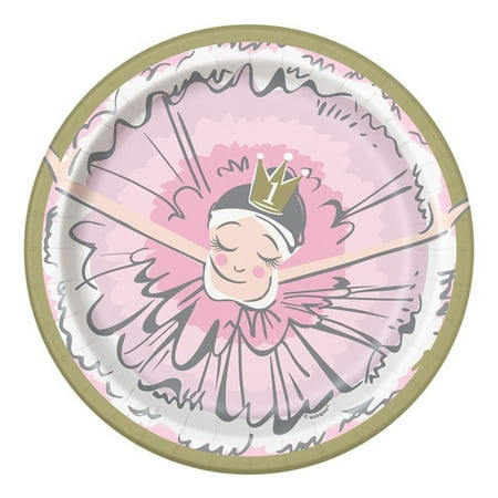 1st Birthday 'Pink and Gold Ballerina' Small Paper Plates (8ct)