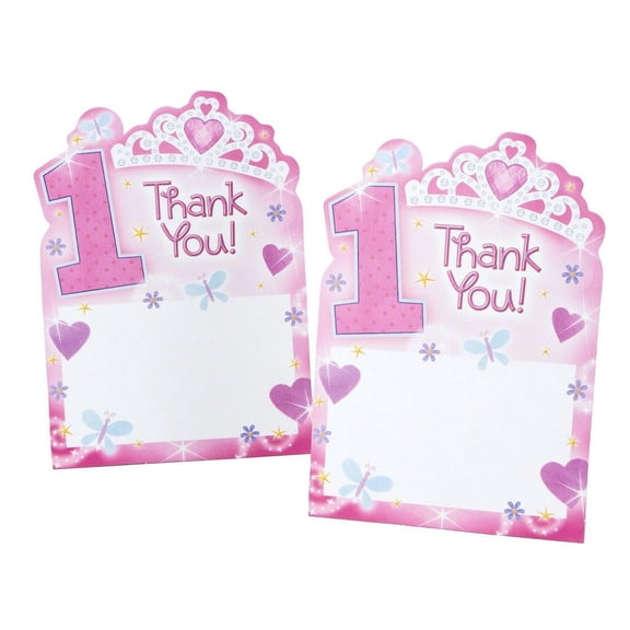 1st Birthday Princess Thank You Postcards