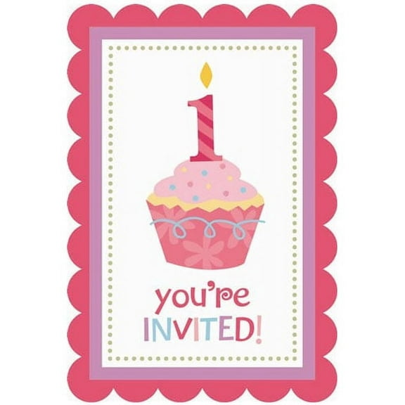 1st Birthday 'Sweet Lil' Cupcake Girl' Invitations w/ Envelopes (20ct)