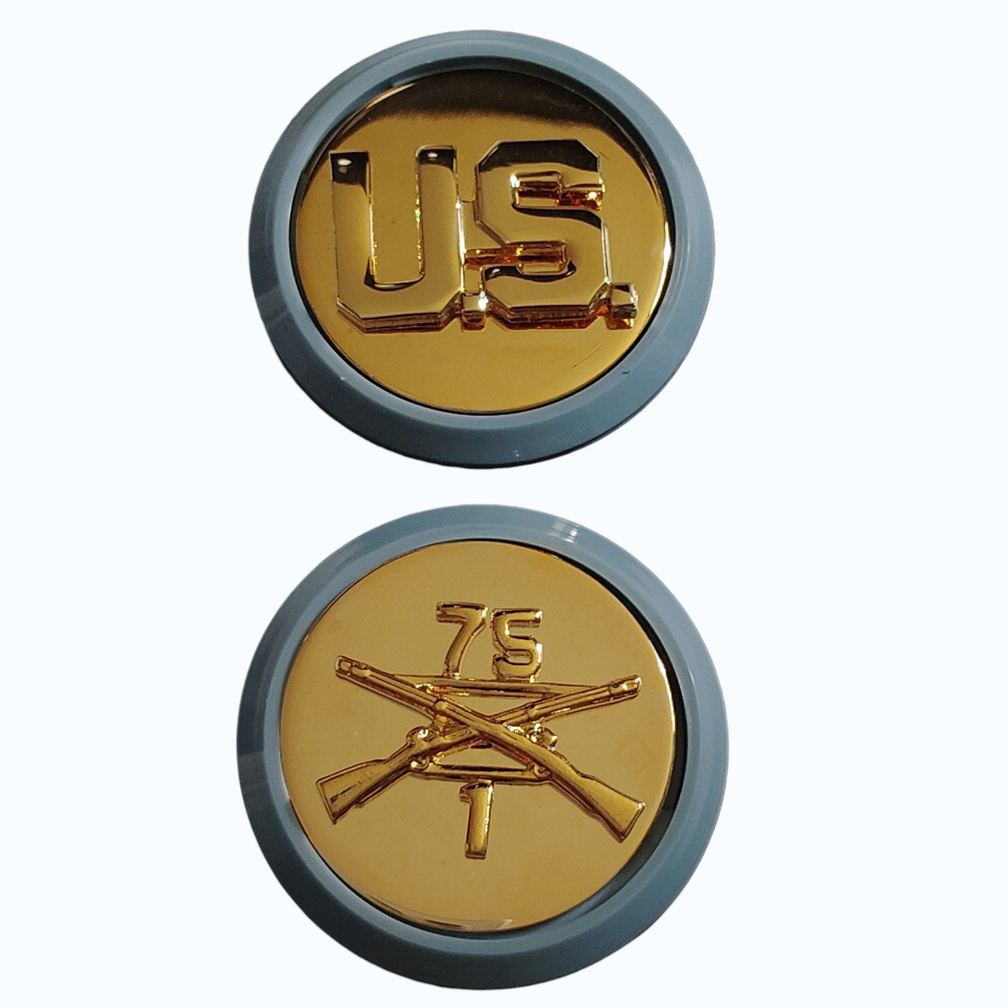 1st Bn, 75th Ranger Regt & U.S. w/ Light Blue Disc Trim Novelty Lapel ...