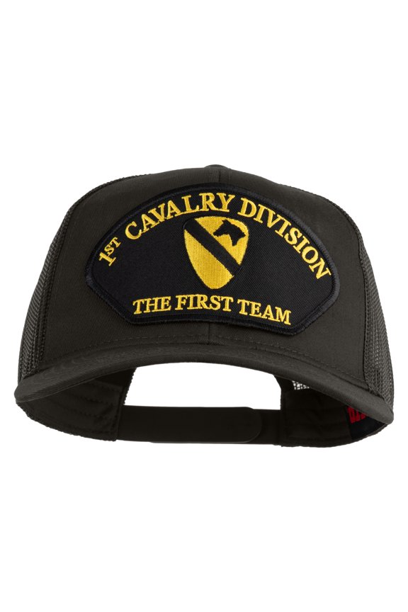 1st Cavalry Division The First Team Patched Solid Cotton Twill Mesh Prostyle Cap - Charcoal OSFM