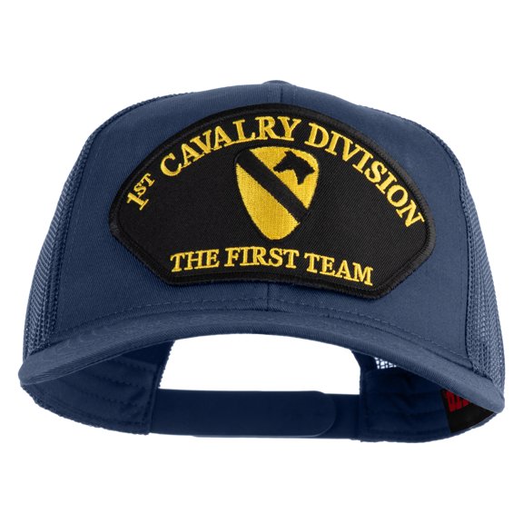 1st Cavalry Division The First Team Patched Solid Cotton Twill Mesh Prostyle Cap - Navy OSFM