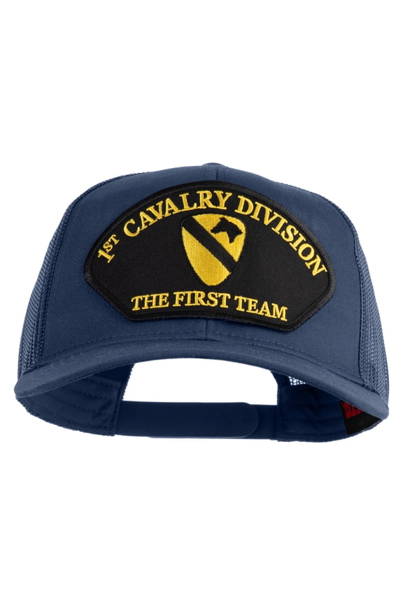1st Cavalry Division The First Team Patched Solid Cotton Twill Mesh Prostyle Cap - Navy OSFM
