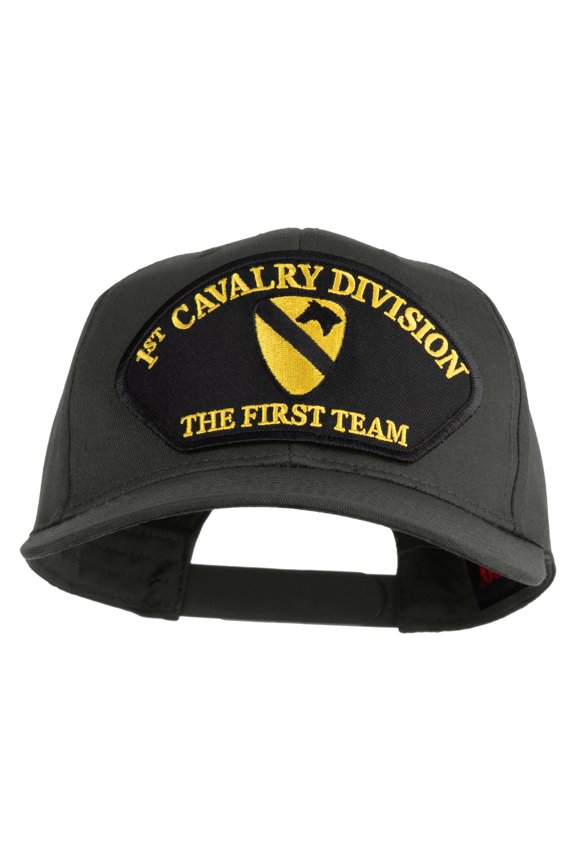 1st Cavalry Division The First Team Patched Solid Cotton Twill Pro Style Cap - Charcoal OSFM