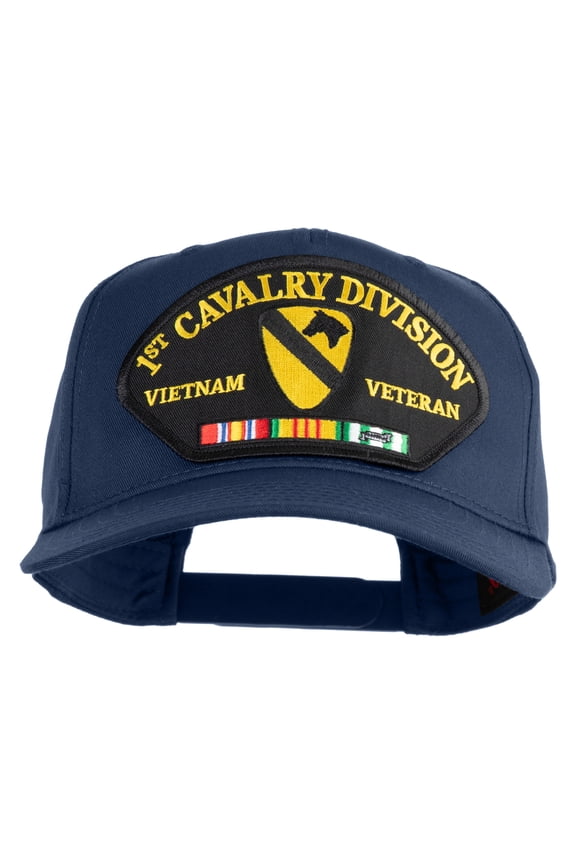 1st Cavalry Division Vietnam Veteran Patched Solid Cotton Twill 5 Panel Prostyle Snap Cap - Navy OSFM